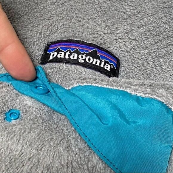 Patagonia Re-tool Snap T Pullover Fleece Gray Turquoise Small - Picture 5 of 11
